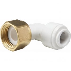 Raccord 90° femelle écrou laiton